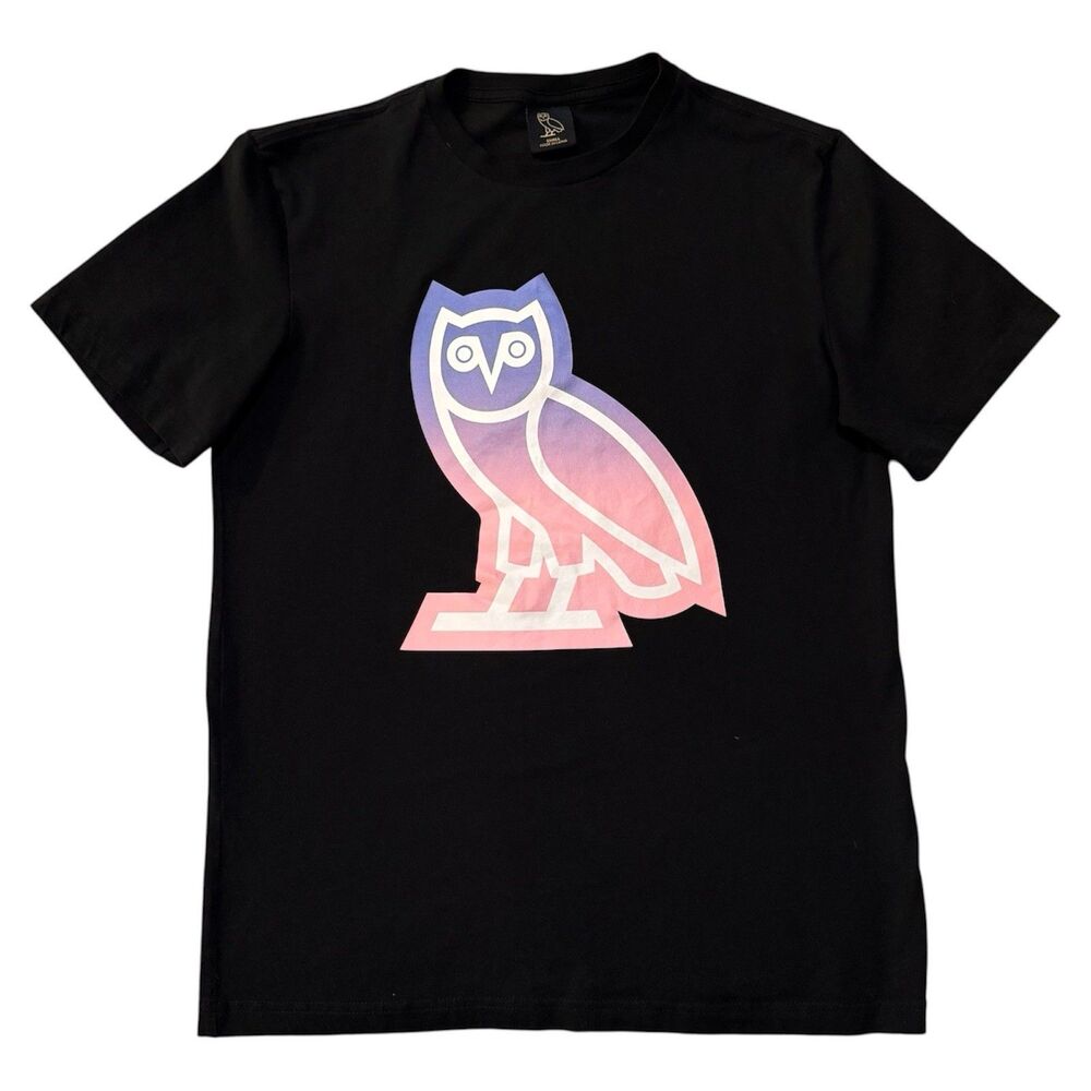 OVO Sunset Owl T‑Shirt Black Men’s Small Gradient Front Graphic October Drake